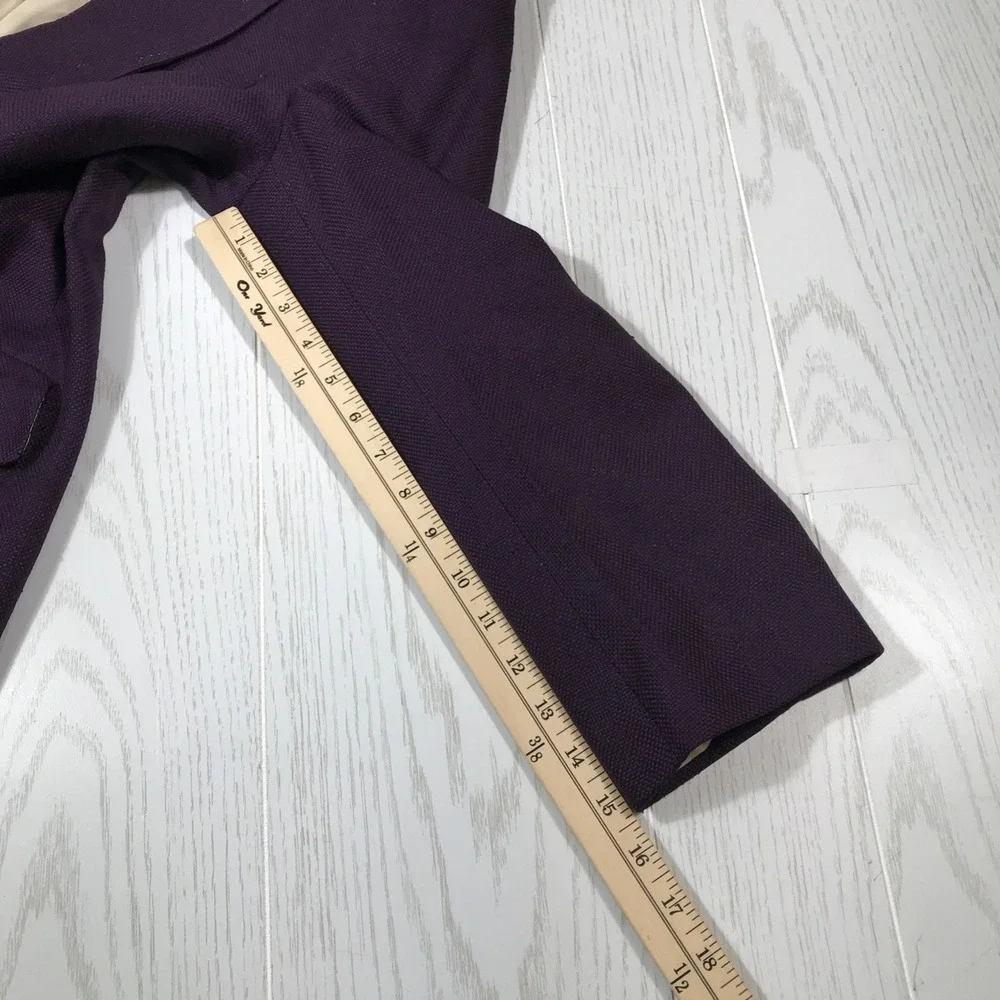 Vintage Bill Blass Silk Blazer Mens 44 Purple 2 Button Pockets Academia 80s
